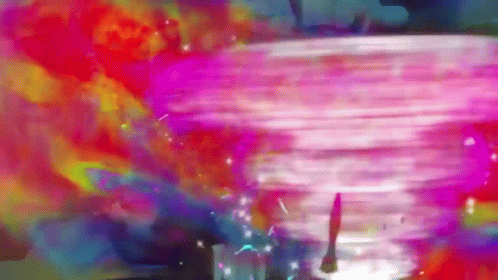 A Colorful Painting Of A Person Standing In A Pool Of Water . GIF