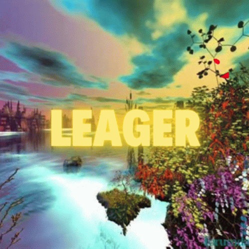 A Colorful Painting With The Word Leager In Yellow GIF