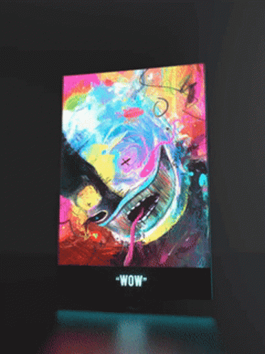 A Colorful Painting With The Words Wow On The Bottom GIF
