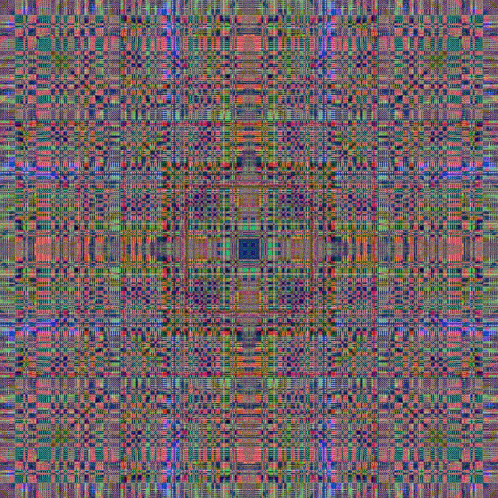 A Colorful Pattern With A Blue Square In The Center GIF