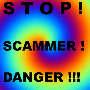A Colorful Poster That Says Stop Scammer Danger GIF