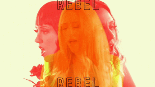 A Colorful Poster With The Words Rebel Rebel On It GIF