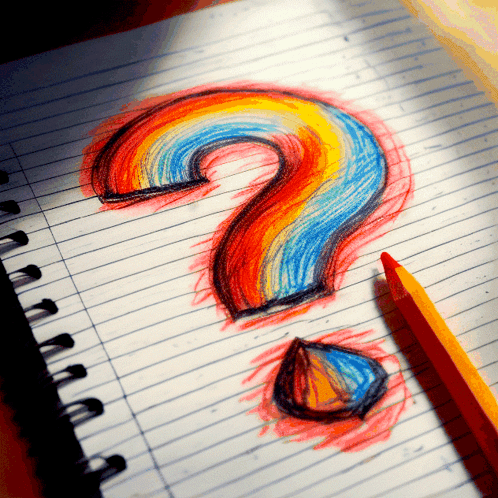 A Colorful Question Mark Is Drawn On A Piece Of Paper GIF