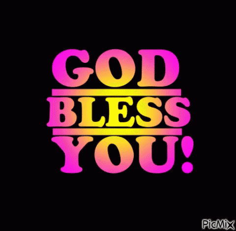 A Colorful Sign That Says God Bless You GIF