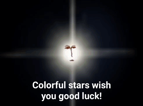 A Colorful Stars Wish You Good Luck Poster With A Star In The Middle GIF