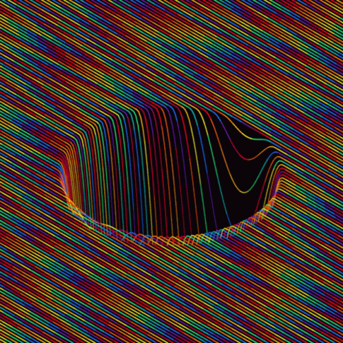 A Colorful Striped Background With A Hole In The Middle Of It GIF