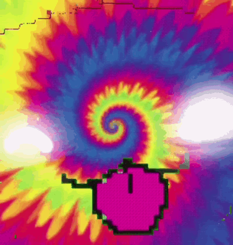 A Colorful Tie Dye Background With A Pixelated Heart In The Center GIF