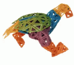 A Colorful Toy That Looks Like A Turtle Is Running On A White Background GIF