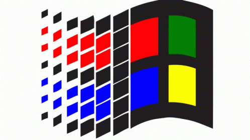 A Colorful Windows Logo With Black Squares And Red Blue And Yellow Squares GIF