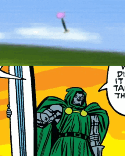 A Comic Book Character Is Holding A Sword And A Speech Bubble Says " Did It Take Th " GIF