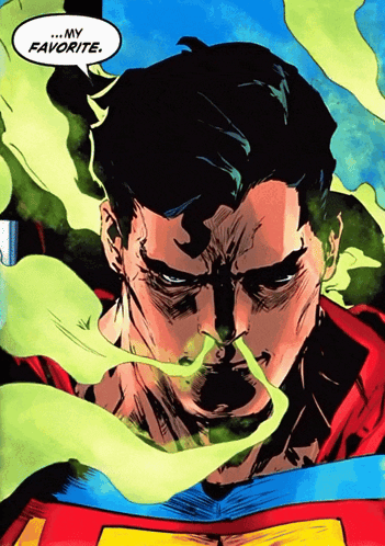 A Comic Book Character Says " My Favorite " At The Bottom Of The Page GIF