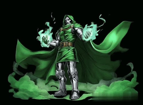 A Comic Book Character With A Green Cape And A Hood GIF