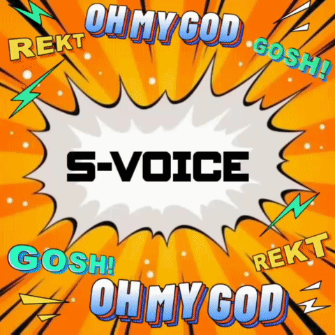 a comic book explosion with the word s-voice in the middle