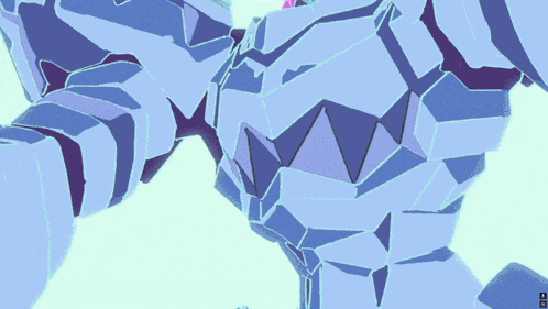 a computer generated image of a blue and purple geometric being