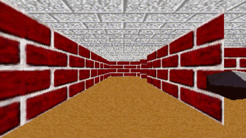 A Computer Generated Image Of A Brick Walled Hallway GIF