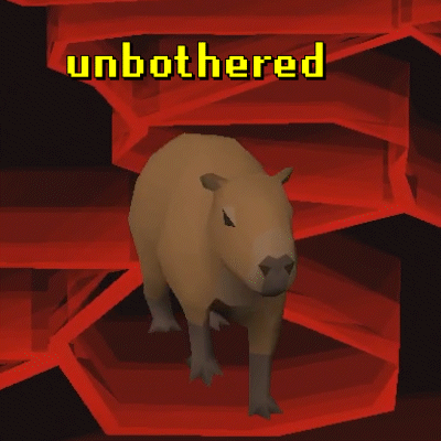 A Computer Generated Image Of A Capybara With The Words " Unbothered " Above It GIF