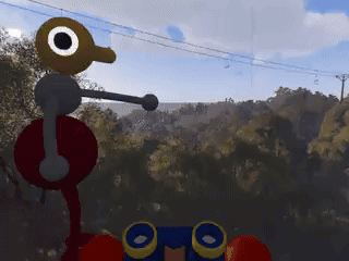 A Computer Generated Image Of A Cartoon Character Standing On A Hill GIF