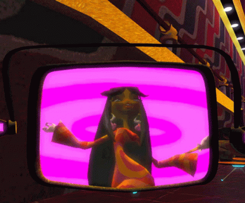 A Computer Generated Image Of A Cartoon Character With Long Hair GIF
