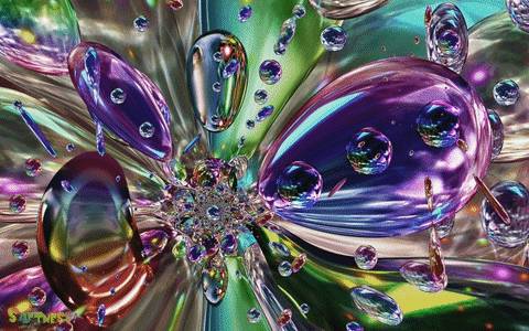 A Computer Generated Image Of A Colorful Background With Bubbles And The Letters S.a.t.n.e.s. GIF