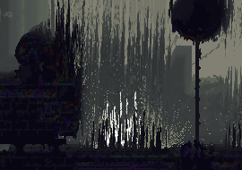 A Computer Generated Image Of A Dark Forest With Trees GIF