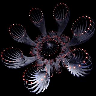 A Computer Generated Image Of A Flower With Red Circles Around It GIF