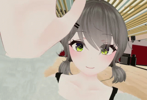 A Computer Generated Image Of A Girl With Pigtails GIF