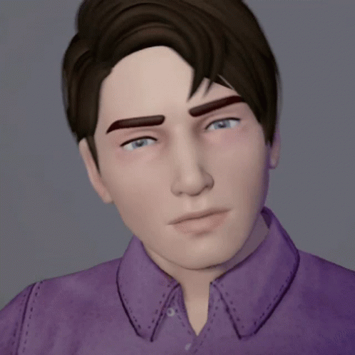 A Computer Generated Image Of A Man With A Purple Shirt On GIF