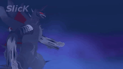 A Computer Generated Image Of A Monster With The Word Slick In The Corner . GIF