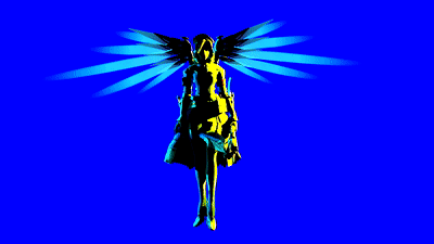 A Computer Generated Image Of A Person With Wings And A Gun GIF