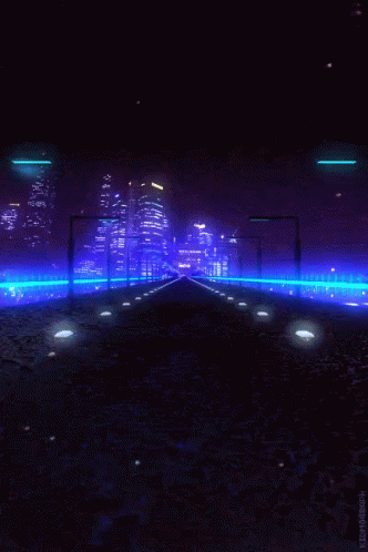 A Computer Generated Image Of A Road With A City In The Background And A Watermark That Says ' Nintendo ' GIF