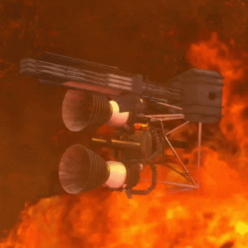 a computer generated image of a space ship flying through a fiery sky