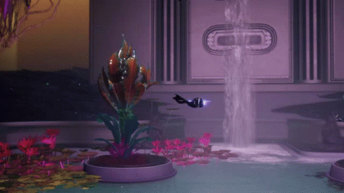 A Computer Generated Image Of A Waterfall In A Room GIF