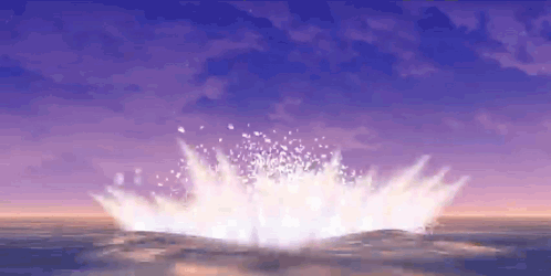A Computer Generated Image Of A Wave Crashing Into The Ocean . GIF