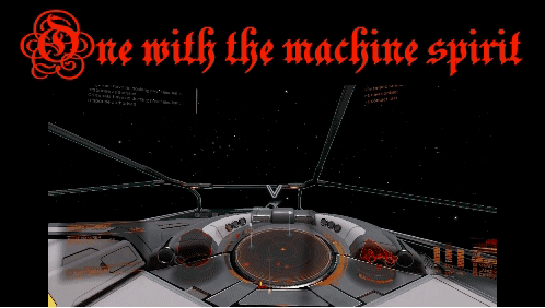 A Computer Generated Image Of An Explosion With The Words " One With The Machine Spirit " Below It GIF