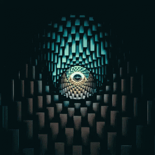 A Computer Generated Image Of An Eye In The Middle Of A Tunnel GIF
