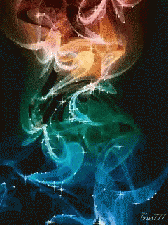 A Computer Generated Image Of Smoke And Stars With The Numbers 777 On The Bottom Right GIF