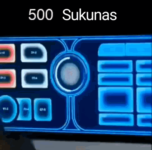 A Computer Monitor With The Words 500 Sukunas Written On It GIF