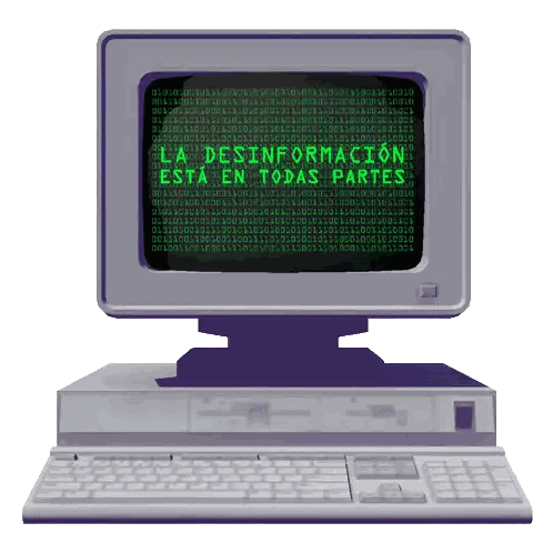 a computer monitor with the words la desinformacion esta en todas partes