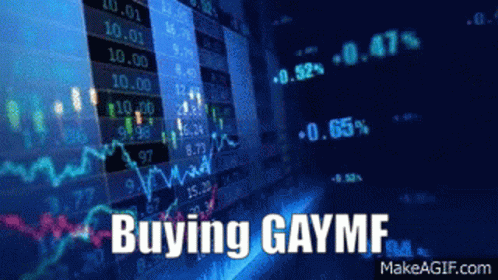 A Computer Screen Displays A Graph And The Words Buying Gayme GIF