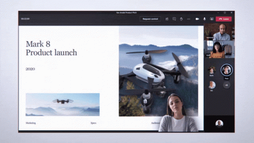 A Computer Screen Displays A Presentation About Mark 8 Product Launch GIF