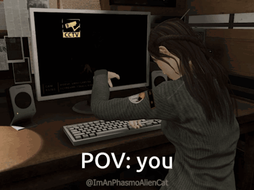 A Computer Screen Shows A Cctv Logo And The Words Pov You GIF