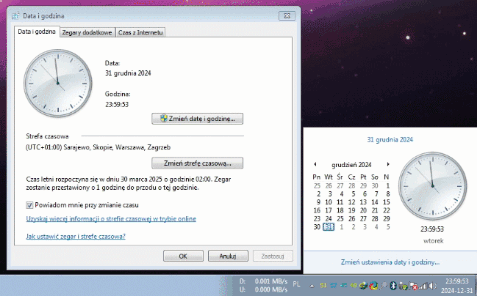 A Computer Screen Shows A Clock And A Calendar With The Date 31 Grudnia 2014 GIF