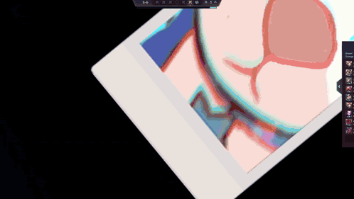 A Computer Screen Shows A Drawing Of A Woman 'S Face With A Blue Background GIF