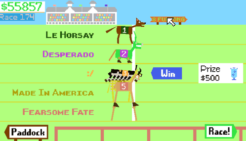 A Computer Screen Shows A Horse Race With The Words $ 558 And They 'Re Off Written On It GIF