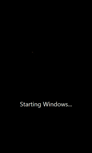A Computer Screen That Says Starting Windows In White Letters GIF