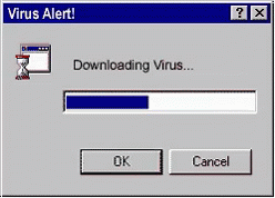 A Computer Screen That Says Virus Alert And A Downloading Virus Bar GIF