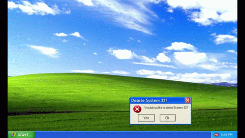 A Computer Screen With A Delete System 327 Message GIF