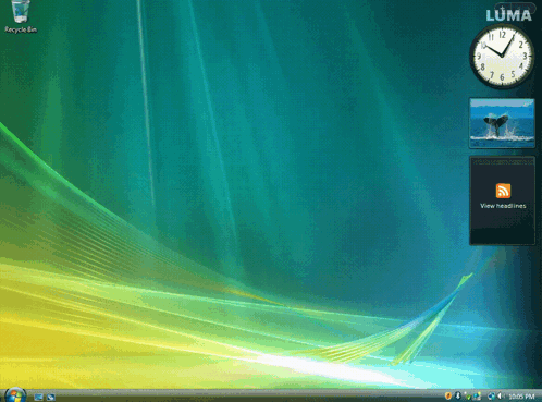 A Computer Screen With A Luma Clock On The Top Right GIF