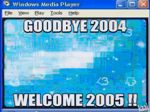 Computer Screen Saying Goodbye 2004 Welcome 2005 GIF