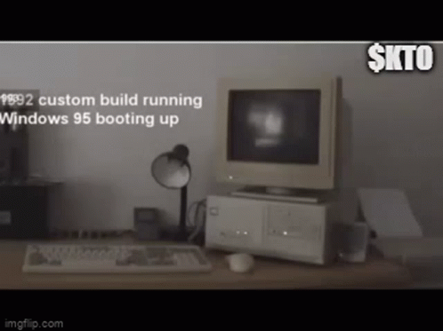 A Computer Sitting On A Desk With The Words $ Ktc On The Bottom GIF